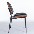 A&A Furniture, Dining Chairs Set of 2 Mid Century Modern Retro Faux Leather Chair with Walnut Bentwood Back Upholstered Seat Metal Legs Adjustable Foot for Kitchen Dining Room Chairs(Black PU) - Grand Goldman Shop