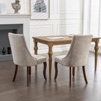 Rayon Cloth Flocking Linen Dining Chairs Channel Kitchen Dinner Chair Comfy Fabric Upholstered Accent Chair for Dining Room with Curved Solid Wood Legs,Set of 2 (Beige), SW1847BG - Grand Goldman Shop