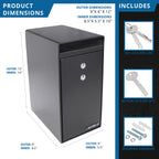 Black Steel Dual Key Depository Safe with Anti-Theft Design and Mounting Hardware, 0.27 Cu Ft - Grand Goldman