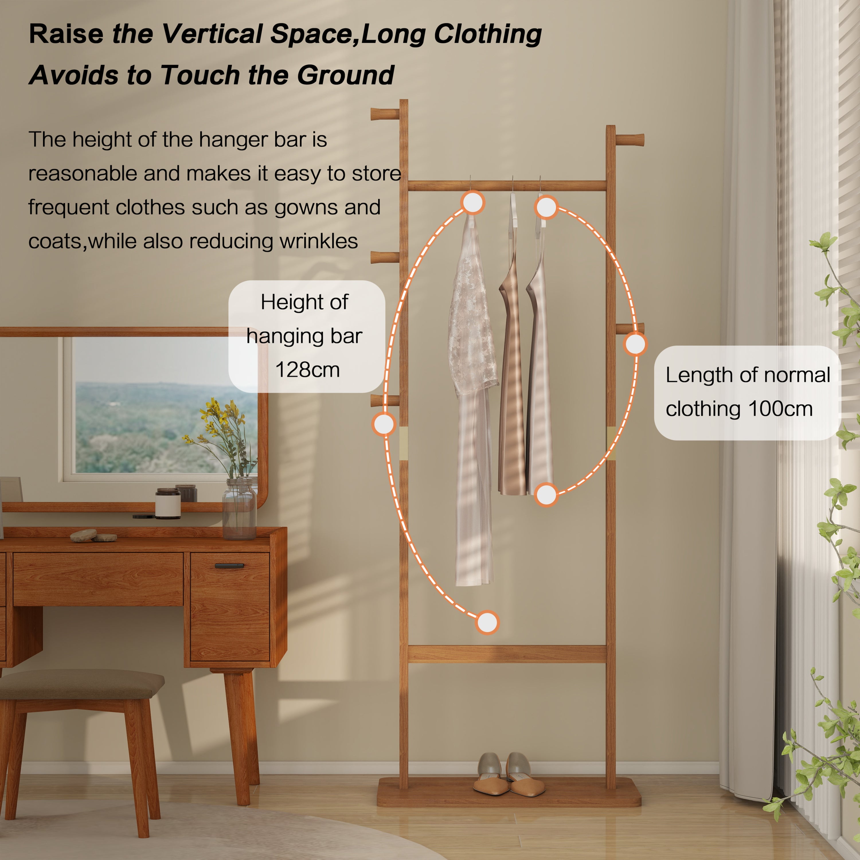 Solid wood hanger set 23.6*11*71 inches. This product is made of eco-friendly material, easy to assemble, elegant and stylish. It can be placed in the bedroom/entrance/living room (inatural ) - Grand Goldman Shop