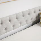 Beige Upholstered Tufted Twin Daybed with Trundle, Copper Nail-Trimmed Waved Arms, Eucalyptus Wood Frame, 80.5'x41'x30.5' - Grand Goldman Shop