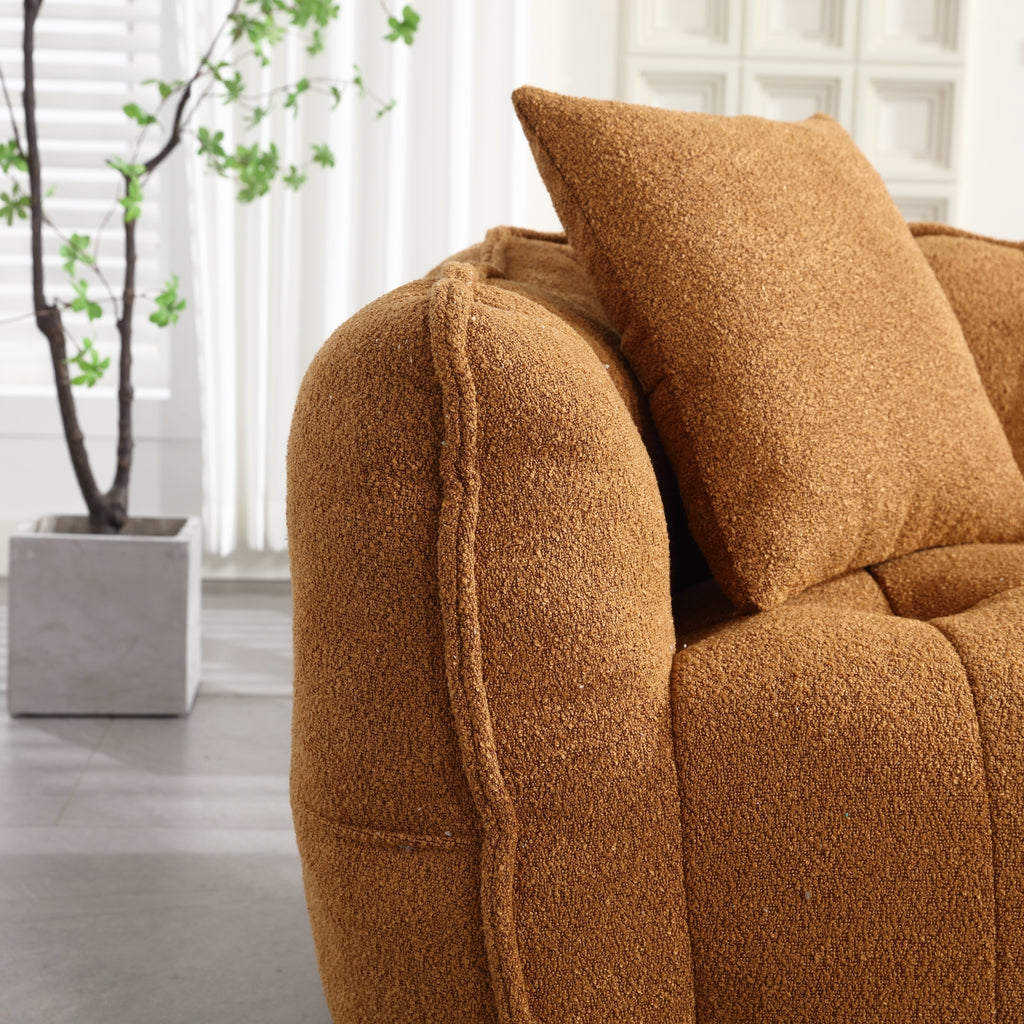 Cozy Beanbag Chair with High Resilience Foam Core for Two - Yellow Chenille, 66x35x25 inches - Grand Goldman Shop