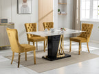A&A Furniture,Nikki Collection Modern, High-end Tufted Solid Wood Contemporary Velvet Upholstered Dining Chair with Golden Stainless Steel Plating Legs,Nailhead Trim,Set of 2,Gold, SW1601GL - Grand Goldman Shop