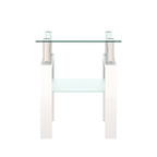1-Piece Modern Tempered Glass Tea Table Coffee Table End Table, Square Table for Living Room, Transparent/White - Grand Goldman Shop