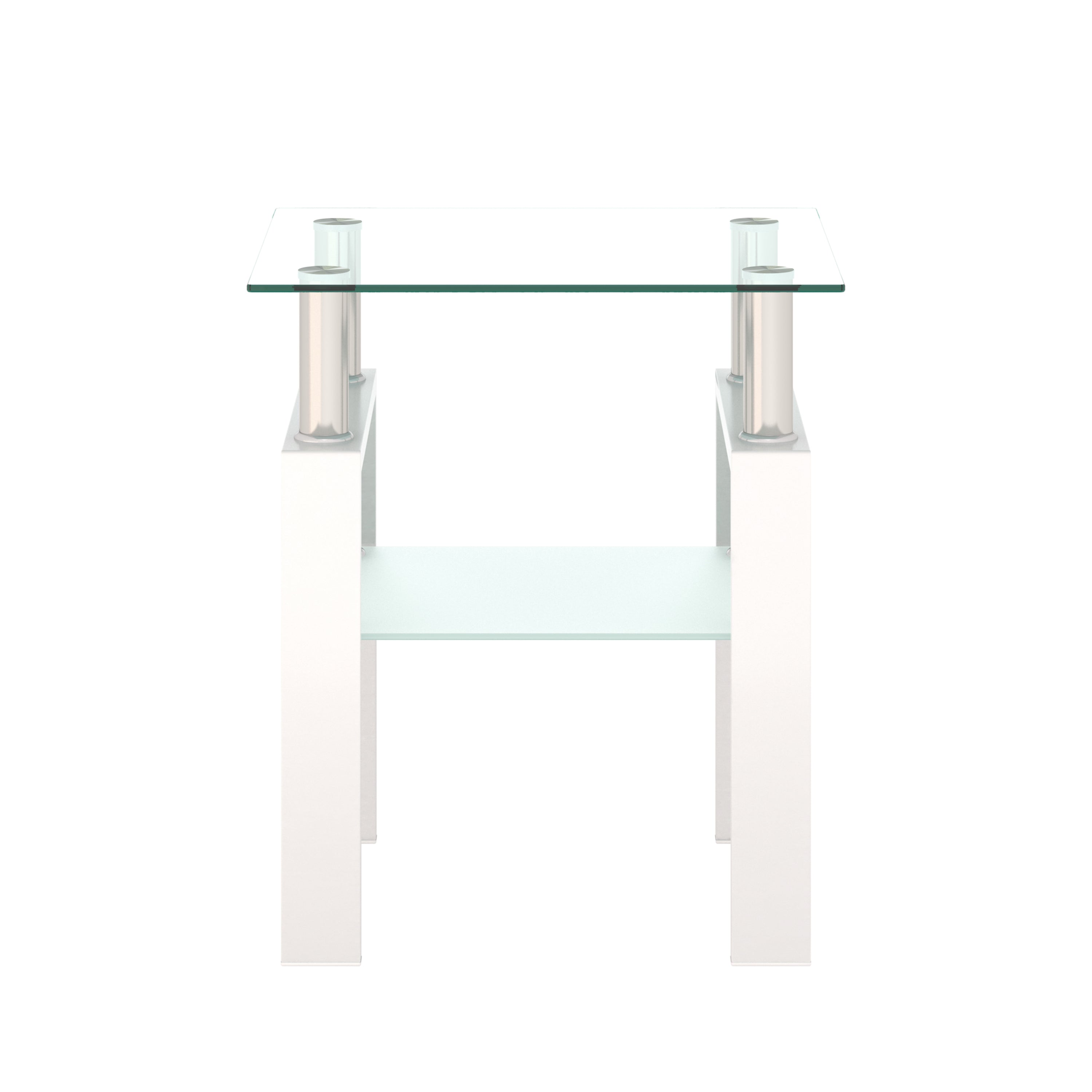 1-Piece Modern Tempered Glass Tea Table Coffee Table End Table, Square Table for Living Room, Transparent/White - Grand Goldman Shop