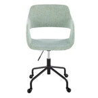 Contemporary Adjustable Office Chair in Black Metal and Light Green Fabric | Premium Home Decor - Grand Goldman