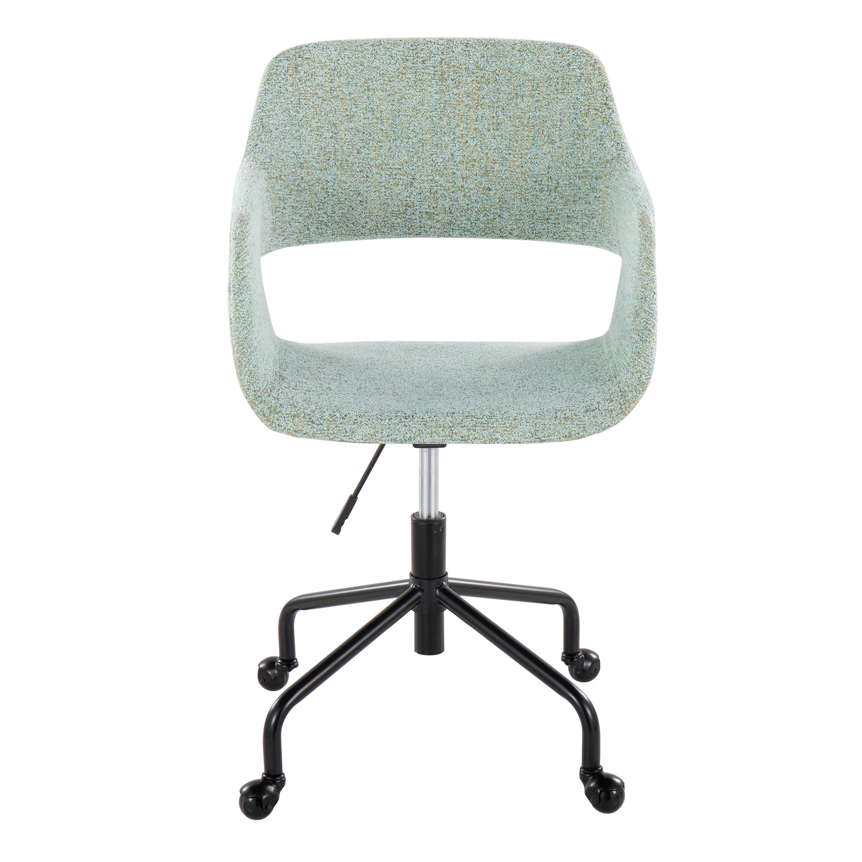 Contemporary Adjustable Office Chair in Black Metal and Light Green Fabric | Premium Home Decor - Grand Goldman