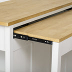 K&K 47 inch Kitchen Island with Extendable Dining Table, Rubber Wood Veneer Kitchen Table with Internal Storage Rack, Power Outlet, Kitchen island with Storage 2 Drawers 2 Cabinet,White - Grand Goldman Shop