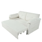 Convertible Pull-Out Queen Sleeper Sofa, 3-in-1 Loveseat with Side Storage & 8 Silent Casters, Beige Chenille Fabric, Fits Living Room, Bedroom, Apartment - Grand Goldman Shop