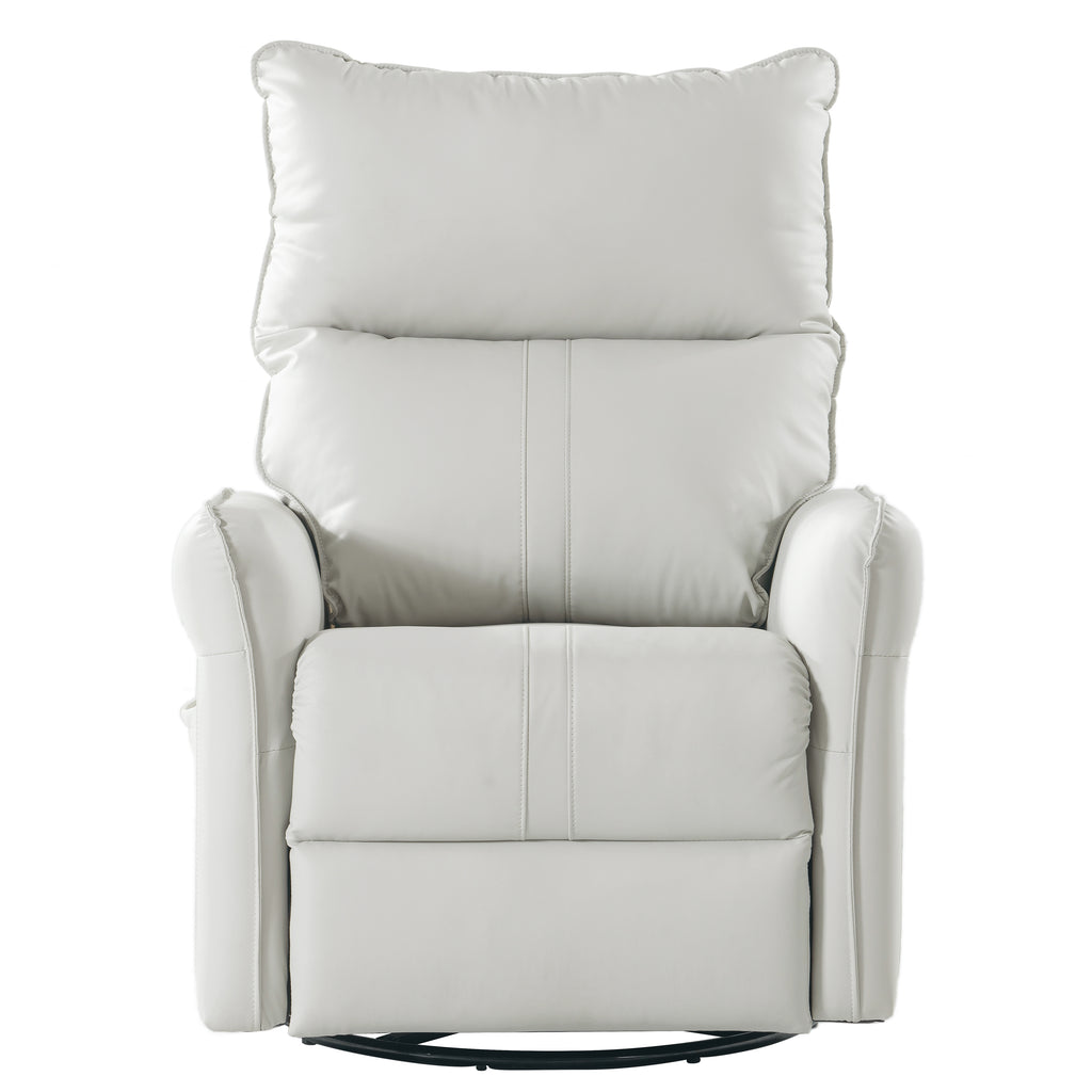 270° Power Swivel Rocker Recliner Chair, PU Leather Electric Glider Reclining Sofa with USB Ports, Power Swivel Glider, Rocking Chair,Nursery Recliners for Living Room Bedroom(Light Gray+270°Swivel) - Grand Goldman Shop