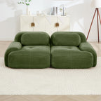 82'' loveseat sofa in luxuryCorduroy Fabric modular for free combo separation curved armrests ,anti-slip design high-resilience sponge fits living rooms bedrooms Audiovisual Room,Olive green - Grand Goldman Shop