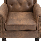 Modern Coffee Wood Frame Armchair with Sturdy Wood Legs and Microsuede Upholstery for Living Room - Grand Goldman Shop