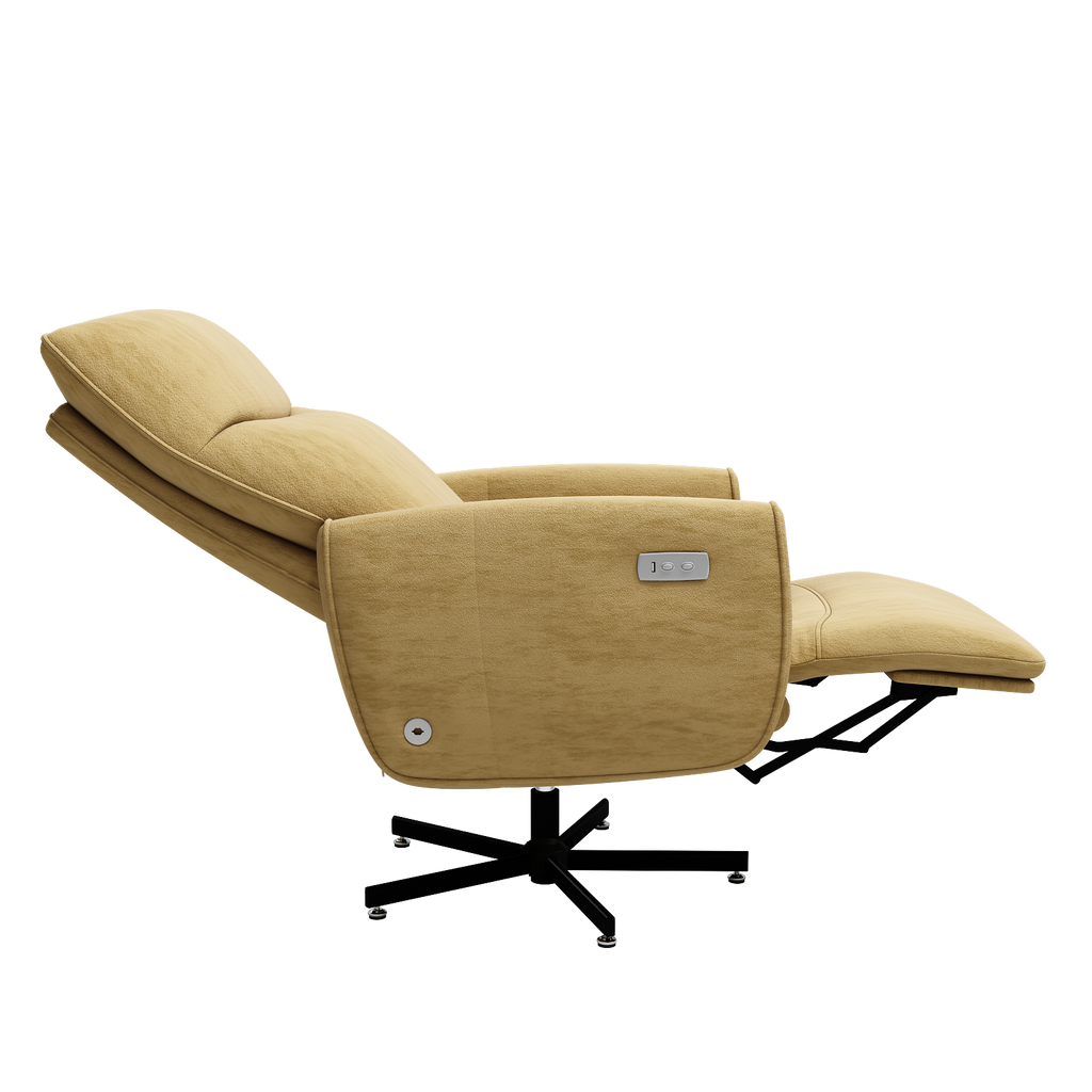 Power Swivel Recliner Chair, Electric Reclining with USB & Type-C Charging, 360° Swivel Velvet Upholstered Accent Chair, for 