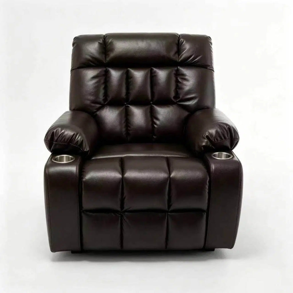 Wine Red High Density Foam Lift Chair for Big and Tall with Heat & Massage, 2 Pockets, 2 Cup Holders, Dual Remote, UL Certified OKIN Motor - Grand Goldman Shop