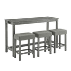 59 Inch Bar Table, Dining Table, Sofa Table with Power Outlet, 3 Upholstered Stools, 4 Piece Bar Table and Chair Set for Living Room, Dining Room, Kitchen - Grand Goldman Shop