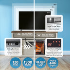 60 Inch Electric Fireplace  Entertainment Center With Door Sensor-Jasmine white color - Grand Goldman Shop