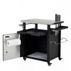 K&K 39.5' Outdoor Grill Cart with Storage Cabinet, Outdoor Bar Cart Pizza Oven Table with Wheels, Stainless Steel Top, Outdoor Kitchen Island with Spice & Paper Rack for BBQ, Waterproof Cover Included - Grand Goldman Shop