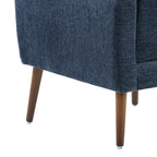 Modern Accent Chair,Chenille Arm Chairs for Living Room,Upholstered Mordern Armchair,Comfy Soft Padded Lounge Chair in Small Space, Bedroom, w/Pillow, Solid Wood Leg (Dark Blue) - Grand Goldman Shop