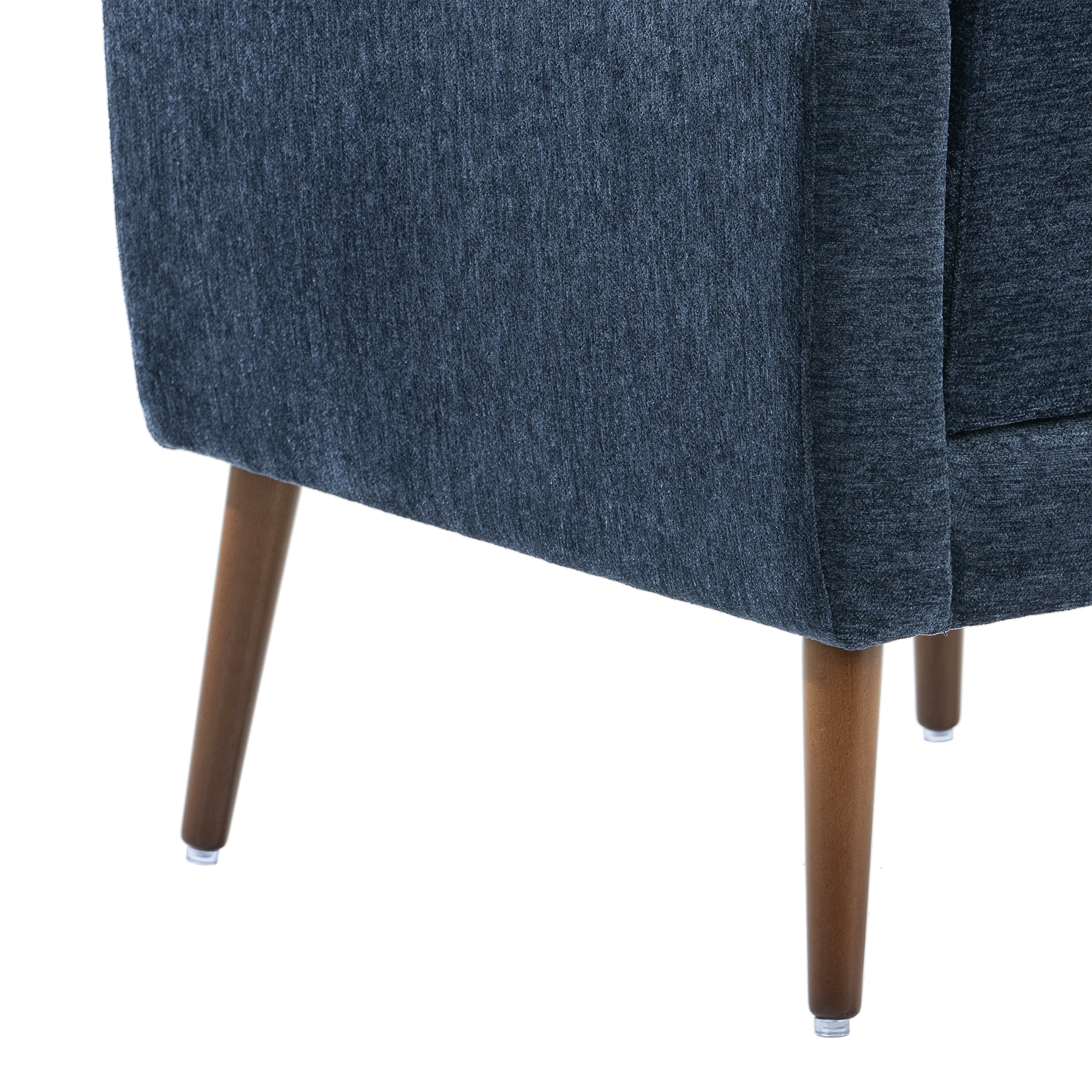 Modern Accent Chair,Chenille Arm Chairs for Living Room,Upholstered Mordern Armchair,Comfy Soft Padded Lounge Chair in Small Space, Bedroom, w/Pillow, Solid Wood Leg (Dark Blue) - Grand Goldman Shop