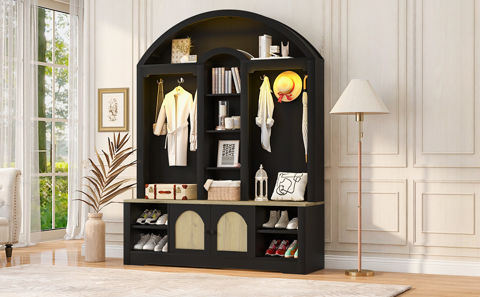 Multi-functional wardrobe/entrance wardrobe, equipped with shoe racks, clothes hangers and hooks. Wardrobe - A wardrobe is made of sturdy medium-density fiberboard with modern design and practical sto - Grand Goldman Shop