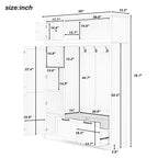 3-in-1 Hall Tree with Overhead Storage Cabinet, 3 Adjustable Side Shelves, 4 Heavy-Duty Hooks, 2 Spacious Drawers, Grooved Back Panel Design, Contrasting Seat Bench, Multifunctional Entryway Organizer - Grand Goldman Shop