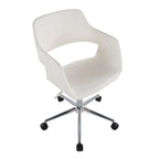 Contemporary Task Chair in Chrome Metal and White Faux Leather | Premium Home Decor - Grand Goldman