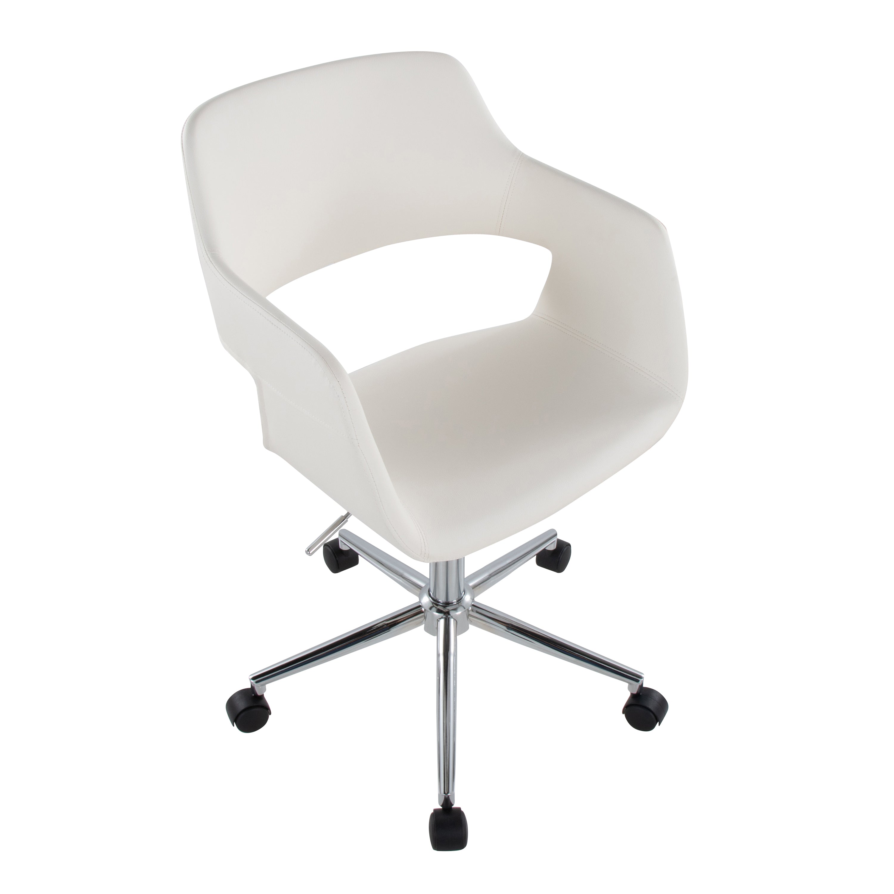 Contemporary Task Chair in Chrome Metal and White Faux Leather | Premium Home Decor - Grand Goldman