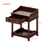 Retro Style Nightstand with Drawer and Open Shelf for Bedroom, Bedside Table with Turned Legs and Metal Handle,Walnut - Grand Goldman Shop