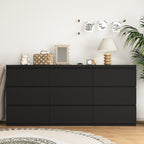 9 Drawer Dresser with No Handle Design, Modern Black Matte Wood Dresser for Bedroom, Storage Chest of Drawers for Living Room, Hallway, Entryway - Grand Goldman Shop