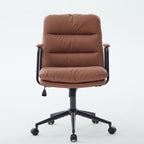 Office Chair,Mid Back Home Office Desk Task Chair with Wheels and Arms Ergonomic PU Leather Computer Rolling Swivel Chair wit