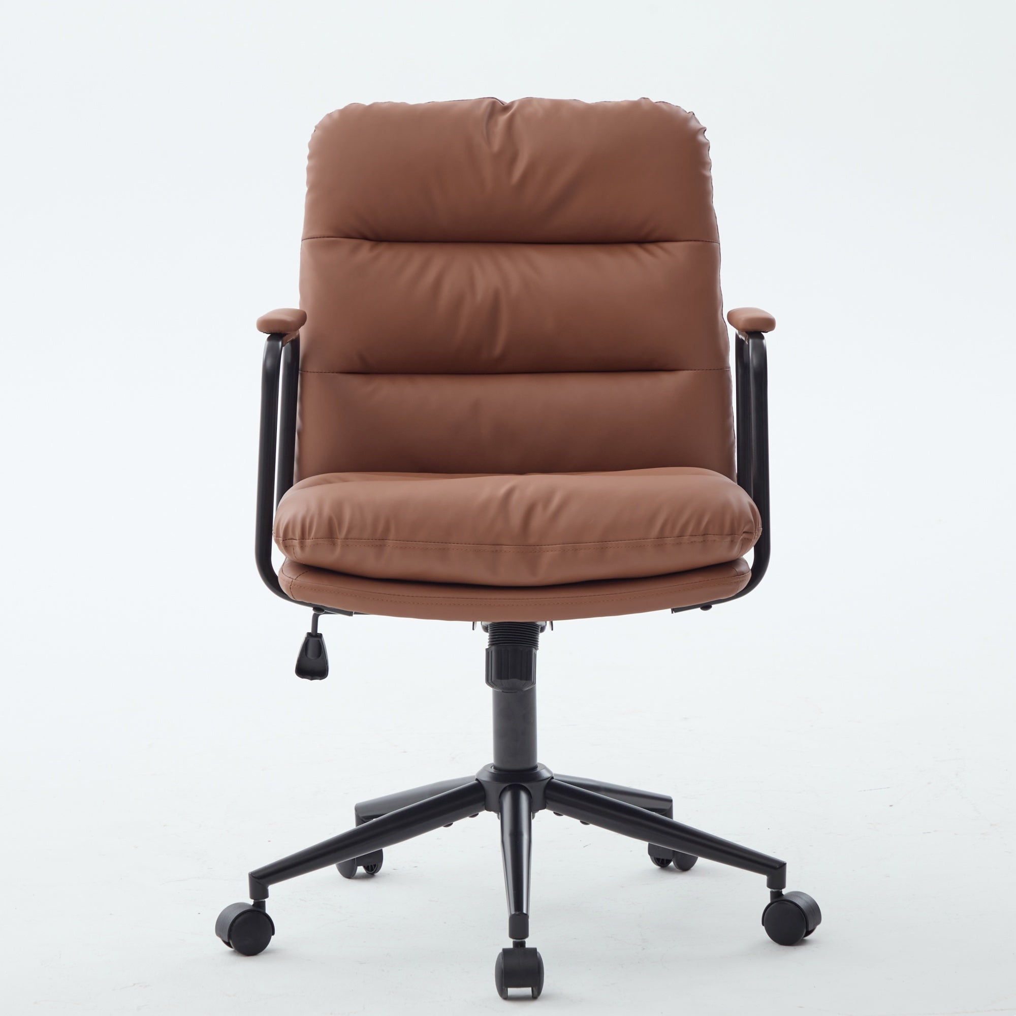 Office Chair,Mid Back Home Office Desk Task Chair with Wheels and Arms Ergonomic PU Leather Computer Rolling Swivel Chair wit