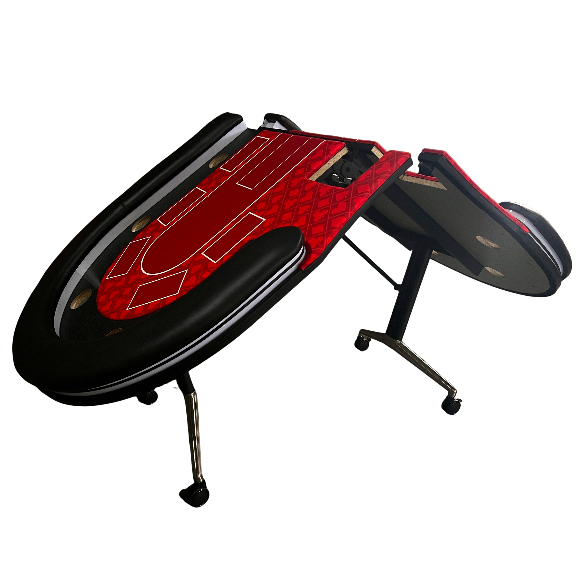 INO Design 94' Fodable Poker Table with Dealer Spot for 10 players, Red | Premium Home Decor - Grand Goldman