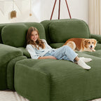 82'' loveseat sofa in luxuryCorduroy Fabric modular for free combo separation curved armrests ,anti-slip design high-resilience sponge fits living rooms bedrooms Audiovisual Room,Olive green - Grand Goldman Shop