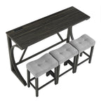 Bar Table Set with Power Outlet, Bar Table and Chairs Set, 4 Piece Dining Table Set, Industrial Breakfast Table Set, for Living Room, Dining Room, Game Room - Grand Goldman Shop