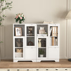 Modern MDF Painted Cabinet with Glass Doors and Drawer, White, for Bedroom and Living Room - Grand Goldman Shop