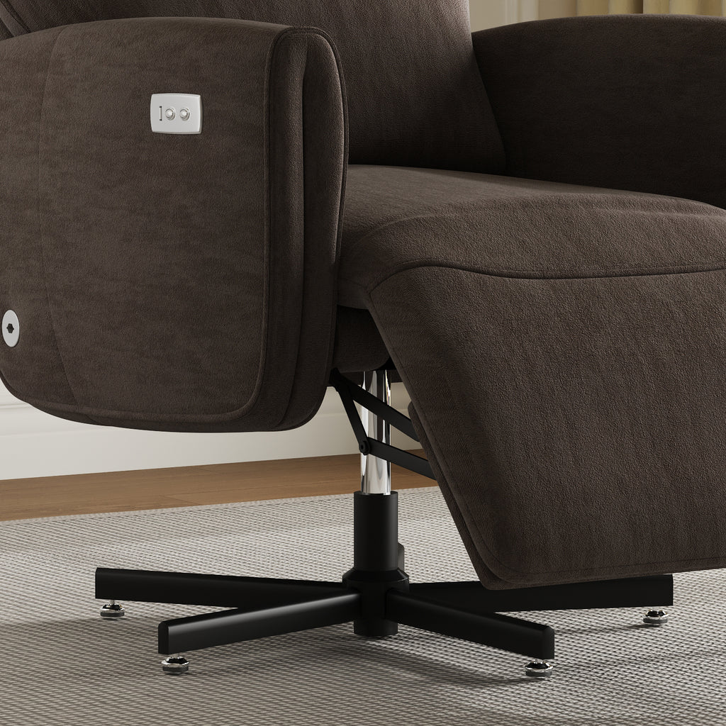 Power Swivel Recliner Chair, Electric Reclining with USB & Type-C Charging, 360° Swivel Velvet Upholstered Accent Chair, for 