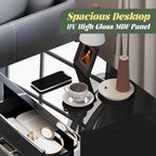 High Gloss Mirrored Nightstand with 2 Drawers,Modern End Table with Drawers,Mirrored High Gloss Wood Nightstand Metal Handle Bedside End Table for Bedroom, Dorm,Living Room,Black - Grand Goldman Shop
