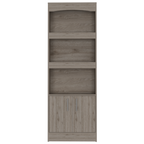 Bookcase, Three Shelves, Double Door Cabinet, Metal Hardware, Light Gray | Premium Home Decor - Grand Goldman