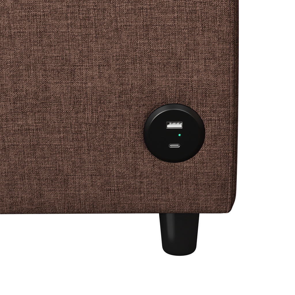 Orisfur Pull Out Sofa Bed Loveseat Sleeper with Twin Size Memory Mattress, USB Ports, Brown Linen, 57.9' - Grand Goldman Shop