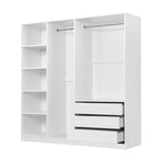 Doorless Wooden Storage Wardrobe for Dedroom with Shelves and 3 Drawers, White - Grand Goldman Shop