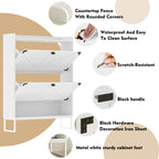 Shoe Cabinet with 2 Flip Drawers,Shoe Storage Cabinet for Entryway,Freestanding Shoe Cabinet Organizer with Open Storage,Narrow Farmhouse Shoe Rack with Metal Corner Decoration Legs,White - Grand Goldman Shop