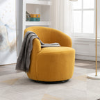 Teddy Fabric Swivel Accent Armchair Barrel Chair With Black Powder Coating Metal Ring,Yellow - Grand Goldman Shop