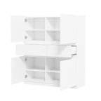 White wooden storage cabinet with 4 doors and 2 drawers - Grand Goldman Shop