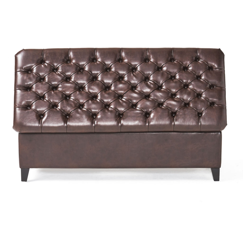 Cancia 50' Wide Faux Leather Tufted Rectangle Storage Ottoman Brown PU - Grand Goldman Shop