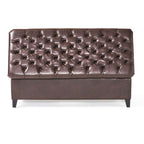 Cancia 50' Wide Faux Leather Tufted Rectangle Storage Ottoman Brown PU - Grand Goldman Shop