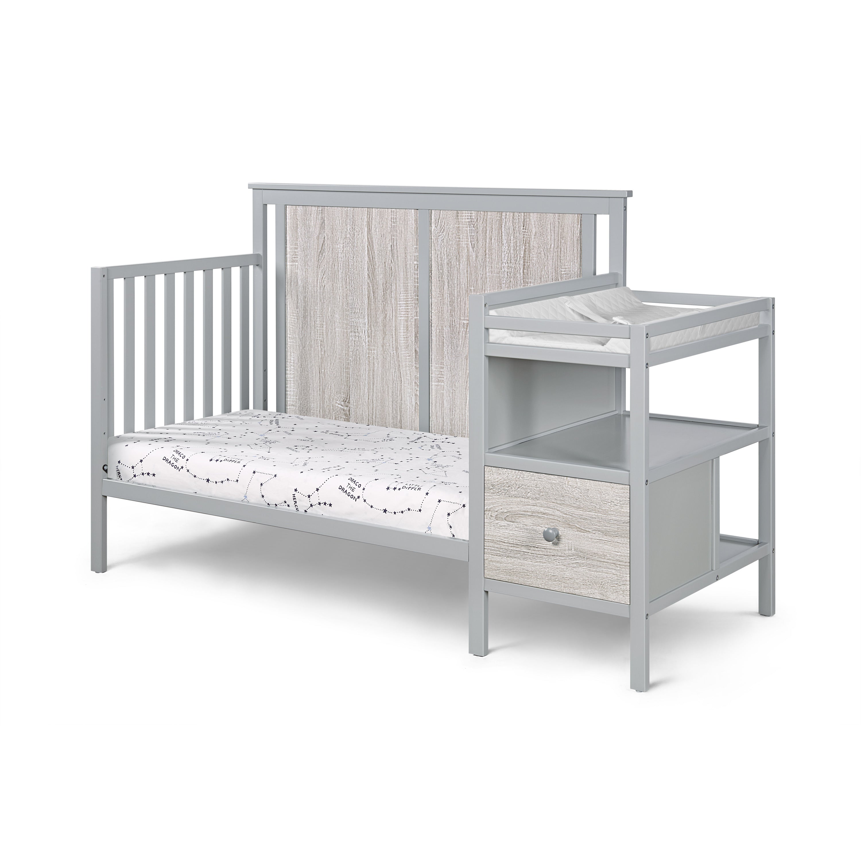 Connelly 4-in-1 Crib and Changer Combo Gray/Rockport Gray | Premium Home Decor - Grand Goldman