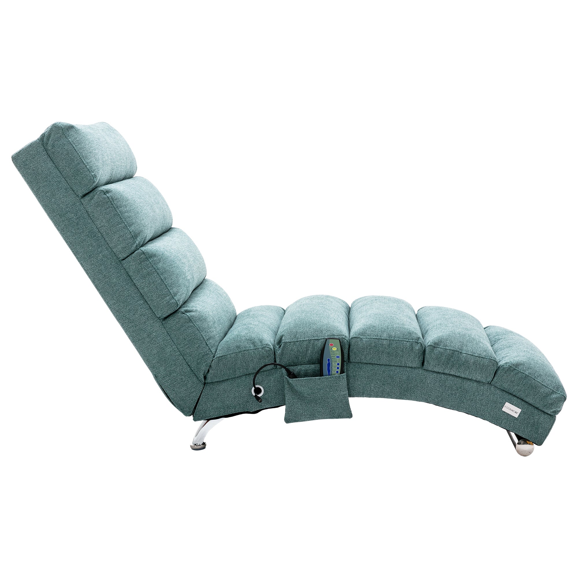 Ergonomic Electric Massage Chaise Lounge with Remote Control, Teal Linen Upholstery, 5 Modes for Relaxation - Grand Goldman Shop