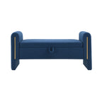 Modern Teddy Bed End Bench with Arms and Storage, Upholstered Large Foot Rest Stool in Navy Blue, Comfy Window Vanity Bench for Living Room, Bedroom, Dorm, Coffee Table - Grand Goldman Shop