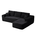 104' Cloud Sectional Sofa with L-Shape Chaise and Side Pockets , Modern Modular Design, Deep Seating, Upholstered Couch for Living Room/Bedroom, No Assembly Required (Plush Fabric), Black,Right - Grand Goldman Shop