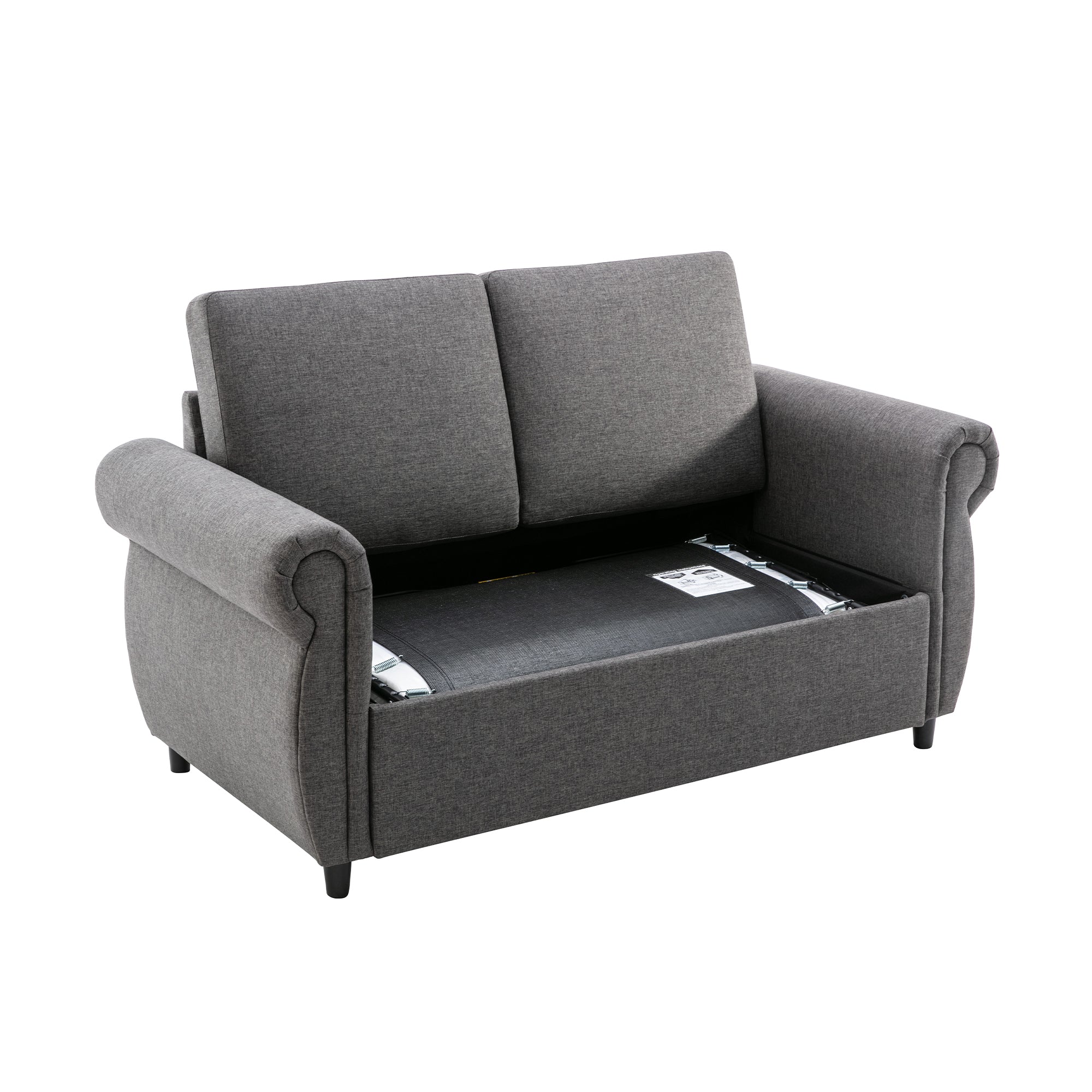 Orisfur Pull Out Sofa Bed Loveseat Sleeper with Twin Size Memory Mattress and USB Ports, Grey Linen, 57.9' - Grand Goldman Shop